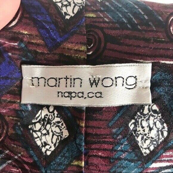3/$20 Martin Wong Vintage 100% Silk Neck Tie Napa California Geometric Pattern - Picture 3 of 6